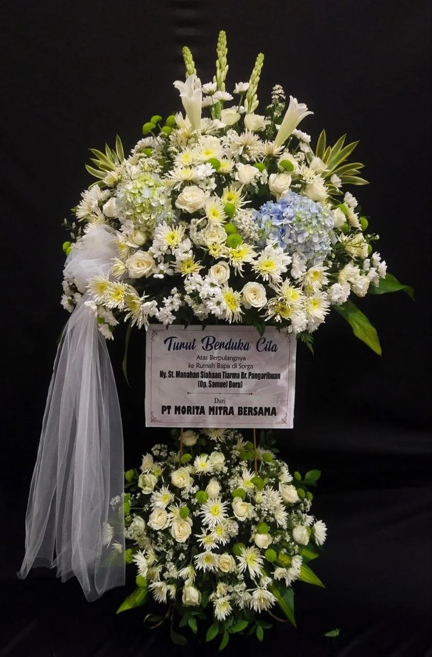 Standing flower duka cita putih dua tingkat